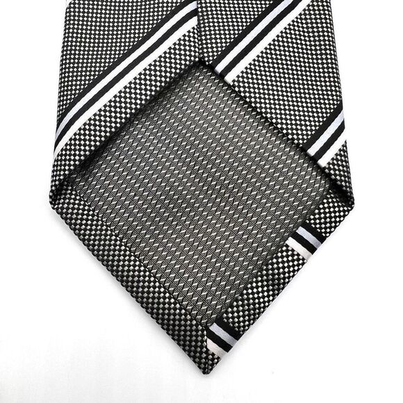 George Black and White Tie Check and Diagonal Stripes Pattern - Picture 6 of 9